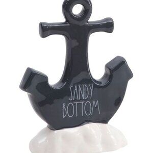 Rae Dunn Anchor Sandy Bottom 4” x 7” Navy & Cream Table Decor NWT